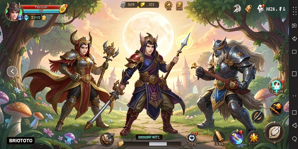 Tampilan gameplay seru di BRIOTOTO dengan karakter yang beraksi.