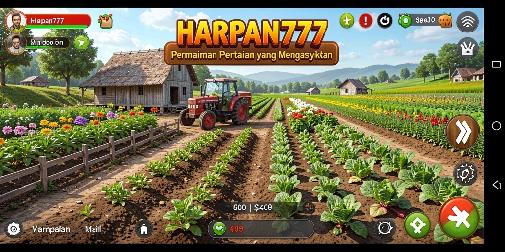 Screenshot gameplay HARAPAN777 menampilkan aktivitas bertani yang seru.