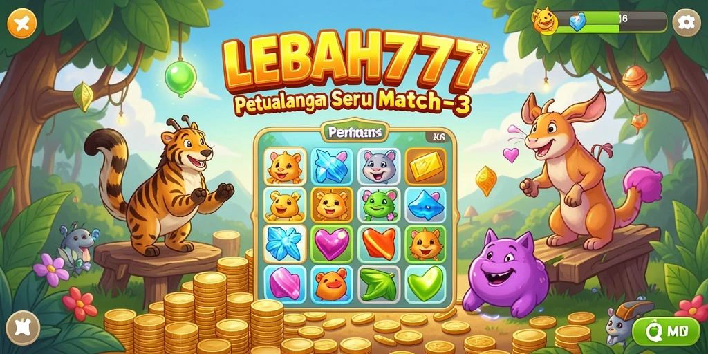 Tangkapan layar dari gameplay menarik permainan Match-3.