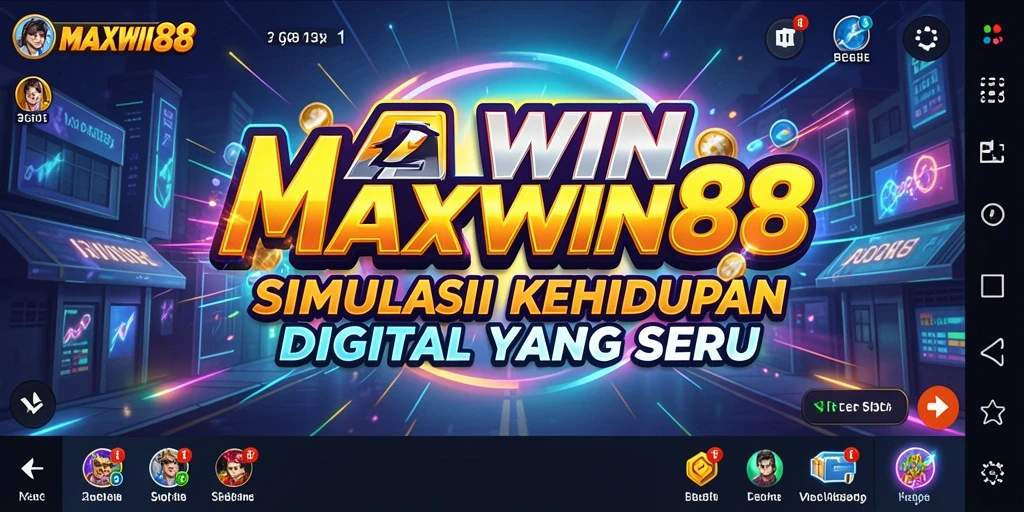 Tampilan seru dari gameplay simulation MAXWIN88 yang penuh warna.