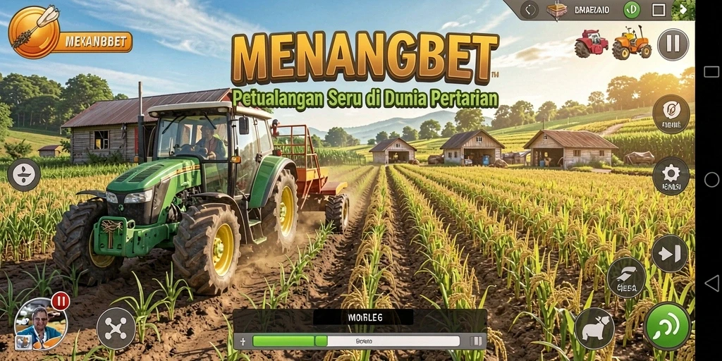 Screenshot MENANGBET menampilkan gameplay seru bertani yang penuh warna.