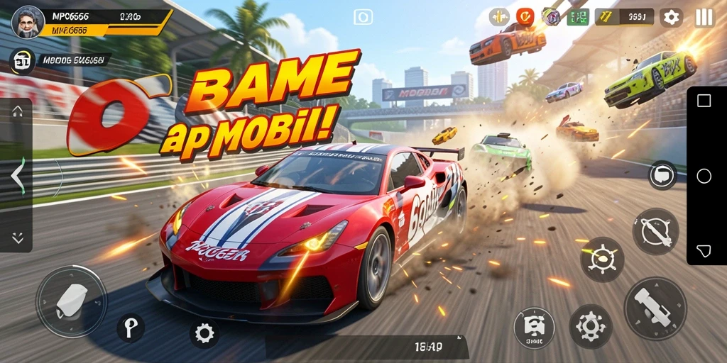 Tangkapan layar MPO666 menunjukkan aksi balap mobil yang mendebarkan.