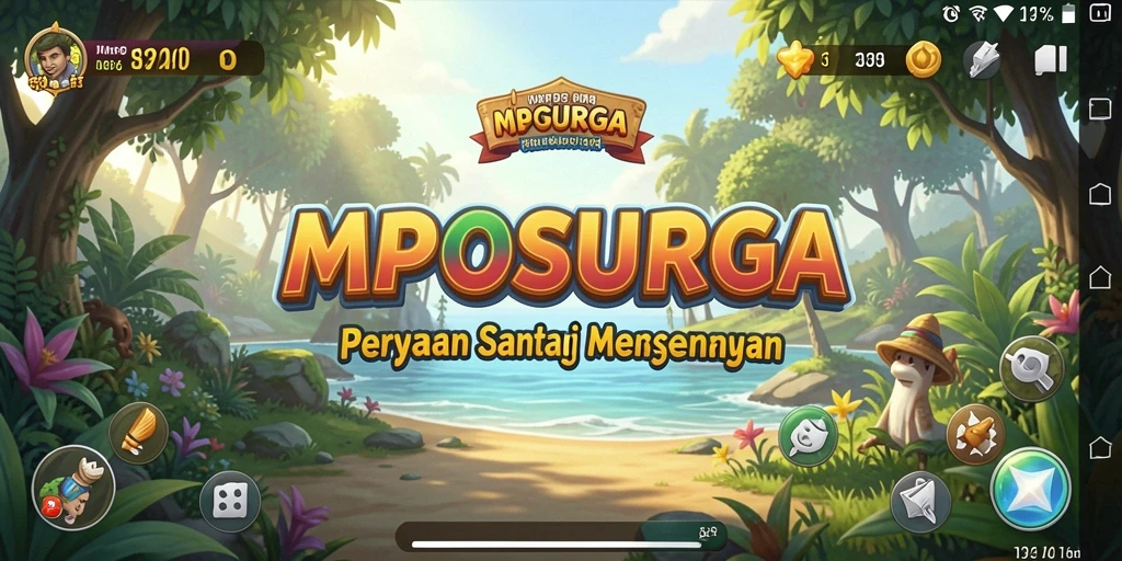 Screenshot gameplay MPOSURGA yang ceria dan penuh warna.