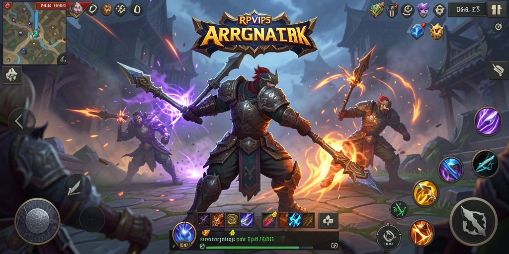 Tampilan gameplay RPVIP5 dalam pertarungan epik di dunia fantasi.