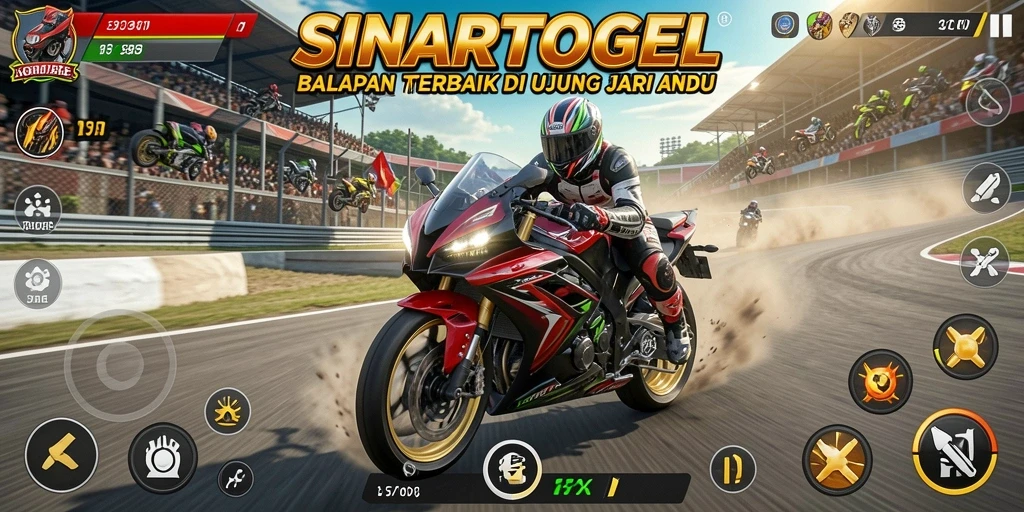 Gameplay menarik dengan sepeda motor balap yang bertenaga.