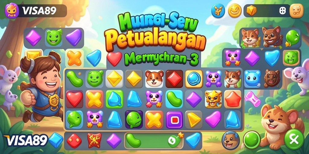 Tampilan gameplay seru dari <strong>VISA89</strong> dengan kombinasi warna-warni match-3.